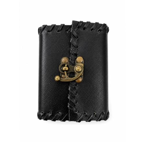 Black Leather Notebook Journal with Clasp 8 x 10cm