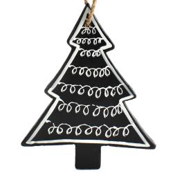 Hanging Decoration, Christmas tree black with white swirls