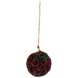 Hanging Christmas Decoration, Twirl Paper Ball with Glass Beads, assorted colours