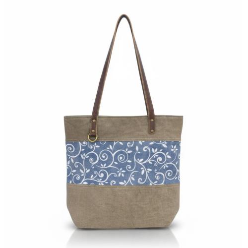 Tote Bag Recycled Tent Canvas, Floral 37 x 10 x 33cm
