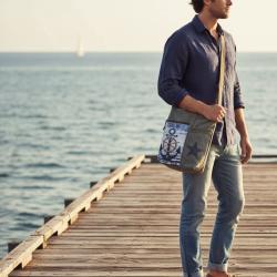 Tote / Shoulder Bag Recycled Tent Canvas, Take Me To The Sea 31 x 8 x 31cm