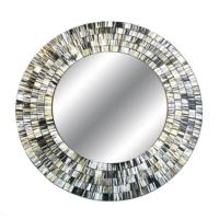 Mirror round with mosaic surround 40cm grey/yellow
