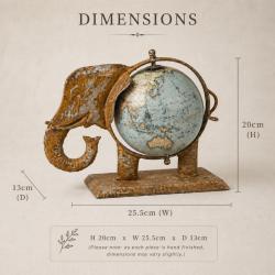 Elephant Globe Ornament Vintage Style World Globe On Stand