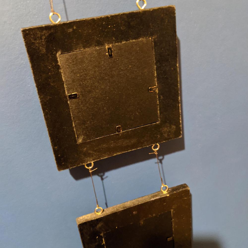 Hanging triple photo frame, mosaic, 3x3" photos