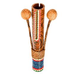 Handcrafted Bamboo Clacker – Aboriginal-Inspired Dot Art (Set of 20)
