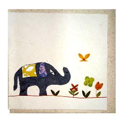 Handmade card, elephant & butterfly 12x12cm