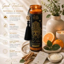 Candle in Glass Jar Esoteric Good Fortune, Patchouli and Orange 300g