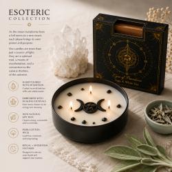 Candle with Gemstone Esoteric Eye of Providence, Sage + White Tea 200g