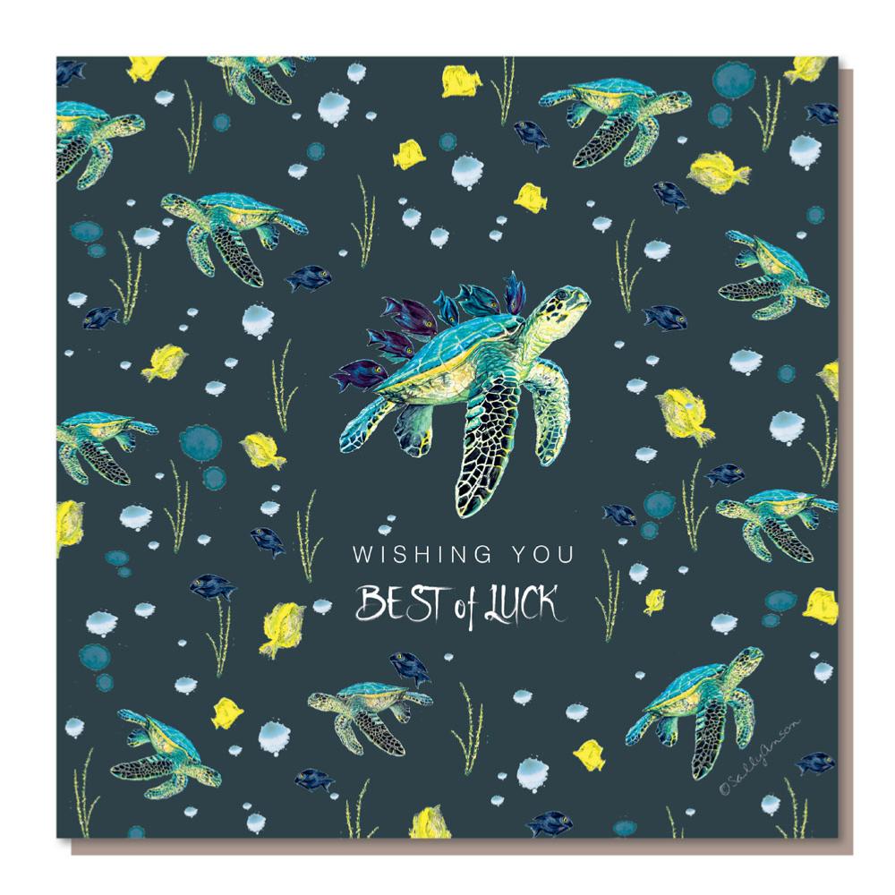 Greetings card, Wishing you best of luck, turtles