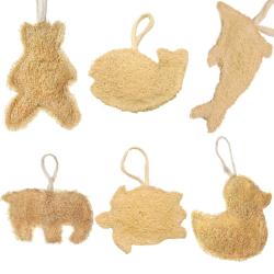 Set of 36 loofahs, 6 each of 6 animal designs