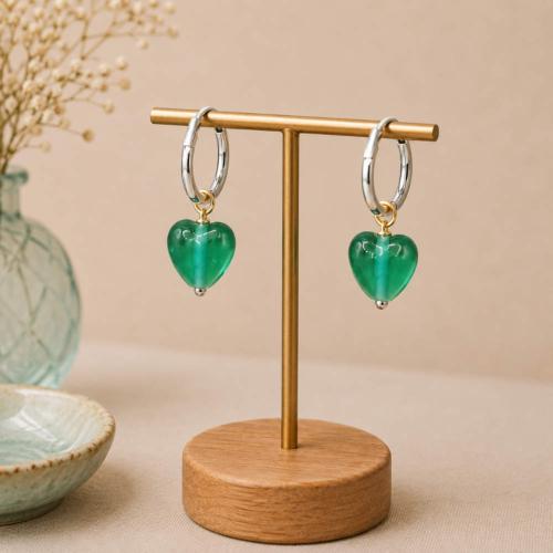 Earrings Glass Heart Turquoise