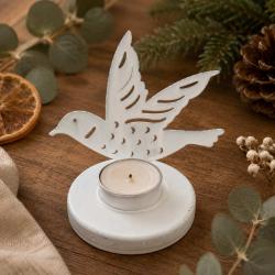 Metal Tealight Holder Dove 13x8x11cm