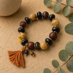 Bracelet Wood and Ceramic Black / Brown