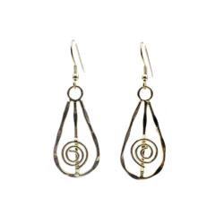 Earrings Gold Colour Coil Teardrop