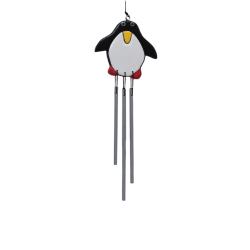 Penguin Chime Hanging, Albesia Wood and Metal