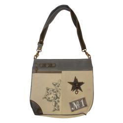 Tote Bag Canvas and Leather - Cats 35.5x9x33cm
