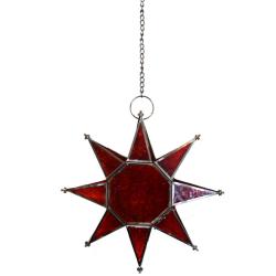 Lantern for t-lite candle, star shape, red 20cm