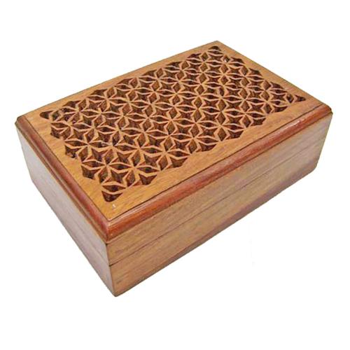 Box Handcarved Sheesham Wood Islamic Pattern 15x10x6cm