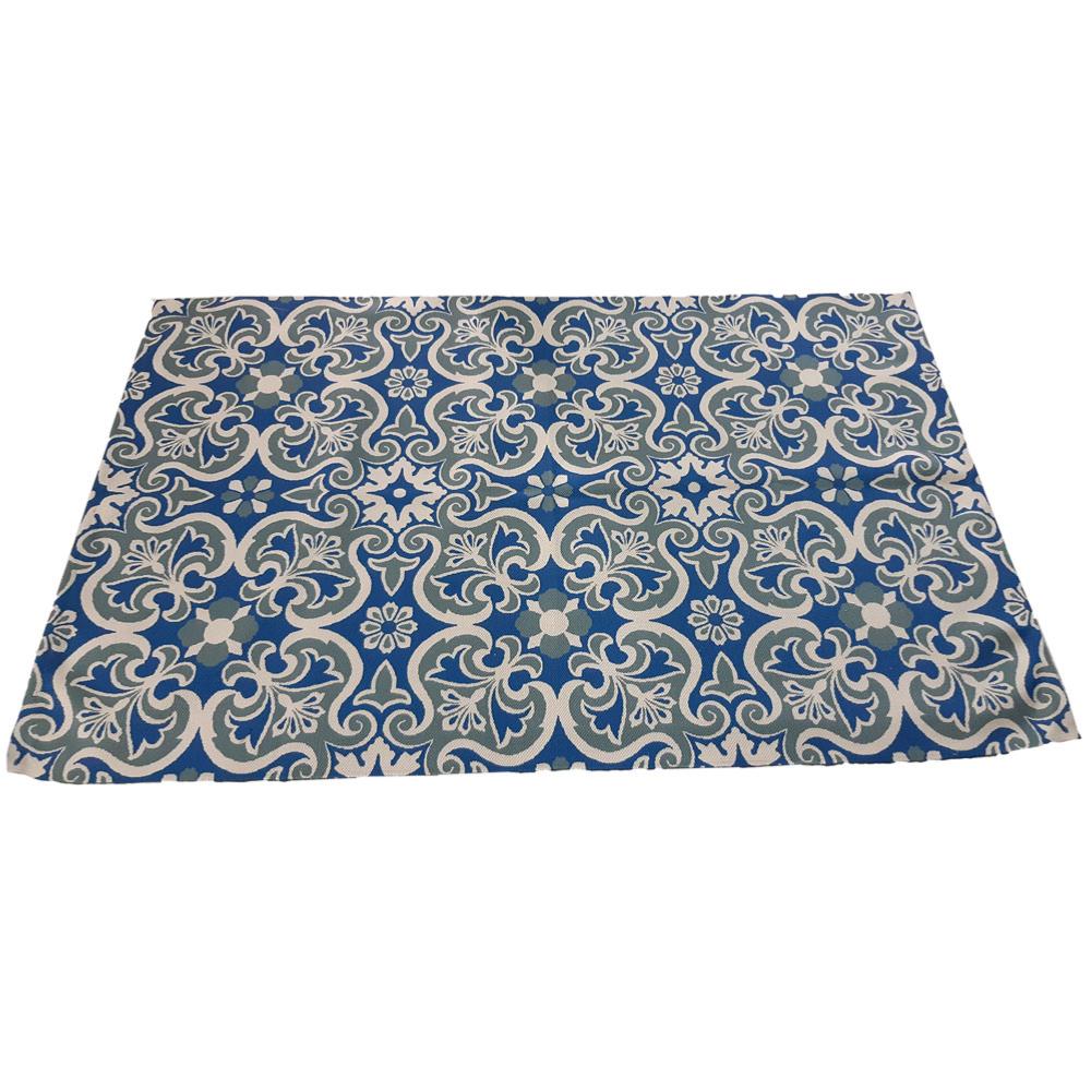 Rug made from recycled plastic 90 x 150cm blue floral