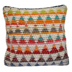 Chindi rag cushion recycled cotton handmade multicoloured triangles 40x40cm