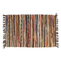 Chindi rag rug recycled cotton dark colour mix 60x90cm