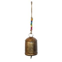 Hanging bell recycled wrought iron etched pattern 8.5 x 15cm, length 35cm