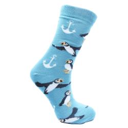 Bamboo Socks Puffins and Anchors Shoe Size UK 3-7 Womens