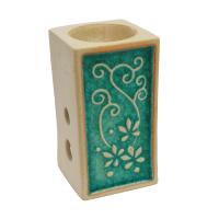 Oilburner, rectangular with floral design, 11cm height