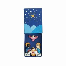 Mini Traditional Ceramic Matchbox Nativity Blue