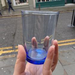 Single Tumbler Recycled Glass Blue Tinted, 10cm height