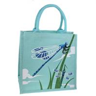 Jute shopping bag, square, dragonflies