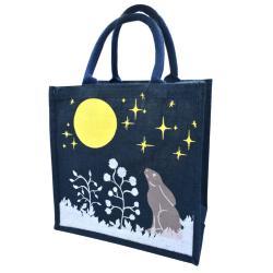 Jute shopping bag, Hare and Moon 30x30cm