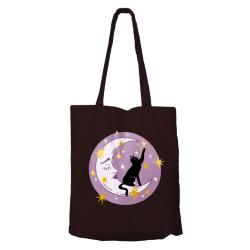 Tote Bag Recycled Cotton Cat and Moon 36 x 40cm