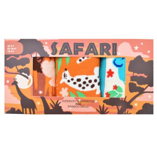 3 Pairs Bamboo Socks Safari UK 3-7 Womens
