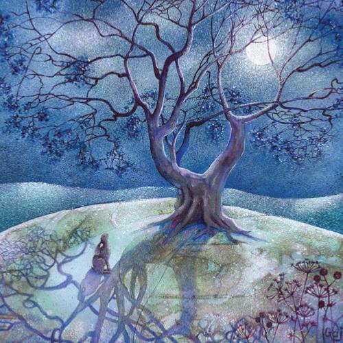 Greetings card "The Moonlit Hare" 16x16cm