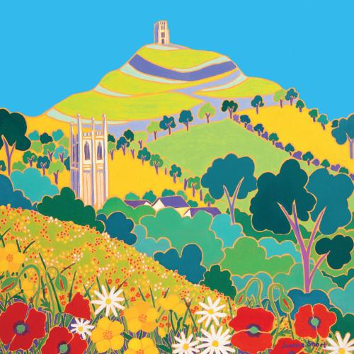 Greetings card "Somerset Meadow, Glastonbury Tor" 16x16cm