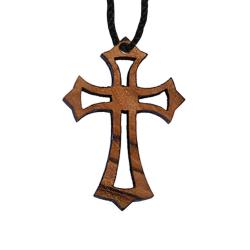 Pendant olive wood, cut-out cross, 2 x 3cm