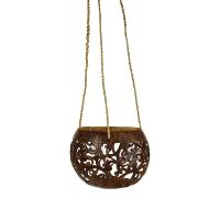 Coconut hanging planter/light holder natural 13 x 10cm