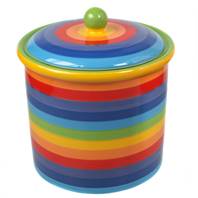 Rainbow ceramic storage jar, 15x18cm