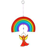 Suncatcher angel under rainbow 16x20cm