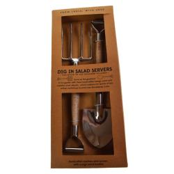 Handcrafted stainless steel salad servers with mango wood handles