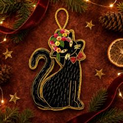 Hanging Decoration Embroidered Cat