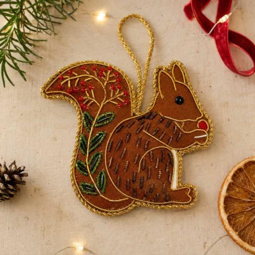 Hanging Decoration Embroidered Squirrel