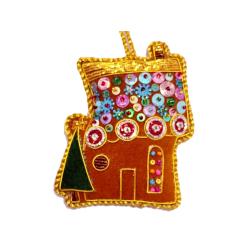 Hanging Decoration Embroidered Gingerbread House