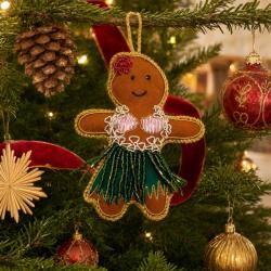 Hanging Decoration Embroidered Hula Gingerbread