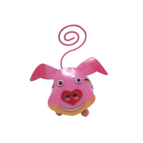 Card Holder Pig Metal 6x6x8cm