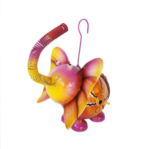 Elephant with Coiled Trunk Metal 15x20x22cm