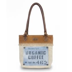Tote Bag Recycled Tent Canvas, Organic Coffee 33 x 6 x 31cm