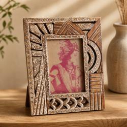 Photo Picture Frame Hand Carved Wood Cutout 4 x 6 inch Photo