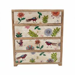 Mini Chest Mango Wood 4 Drawers Garden 30x14x36cm